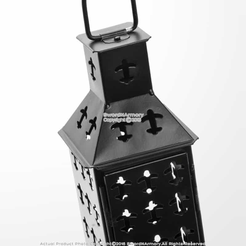 Medieval Camping Iron Square Lantern Matte Black Renaissance Fair Home Decor