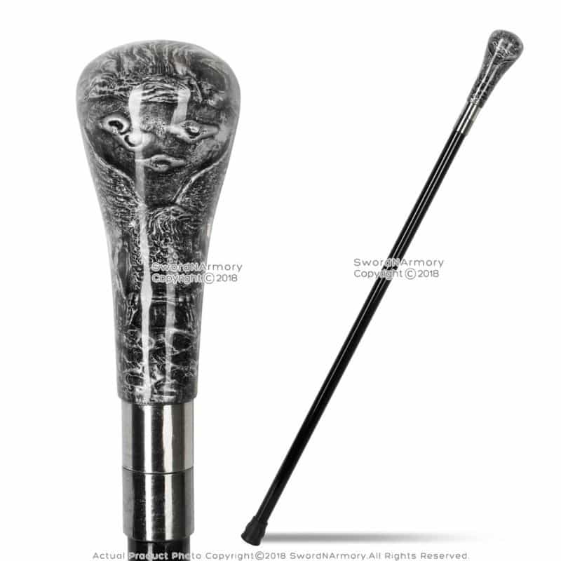 Soaring Eagle Fantasy Walking Cane Glass Like Polyresin Handle Gentleman’S Stick