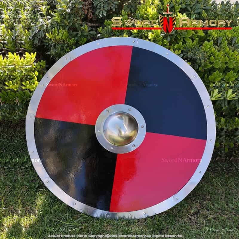 30" Functional Viking Norse Wooden Large Round Shield With Steel Boss Larp Sca
