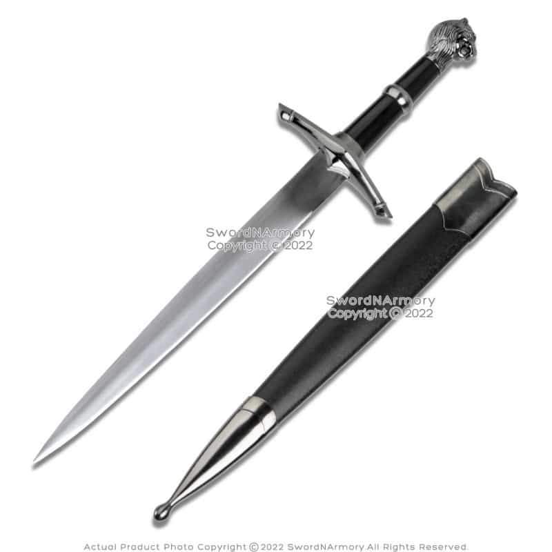 15.5" Lion Dagger Knight Medieval Renaissance 440 Stainless Steel With Scabbard