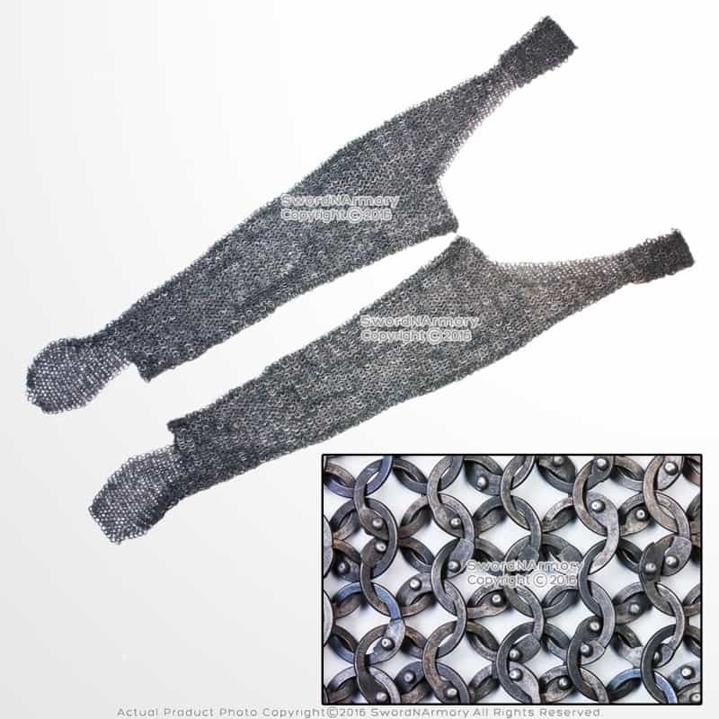 17G Titanium Chainmail Leggings M/L Flat Riveted Ring Functional Medieval Armor