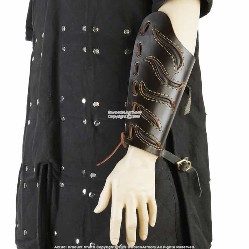 8" Munetoshi Brown Genuine Leather Bracers Archery Small Size Protective Armor