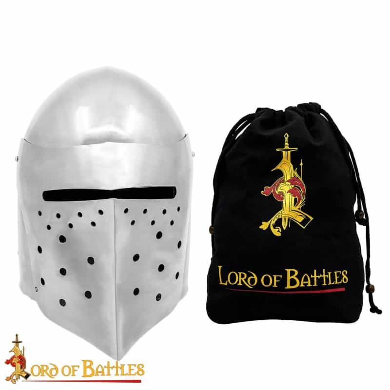 14Th Century Knight Bascinet Fully Functional Battle Ready Steel Helmet 16 Gauge