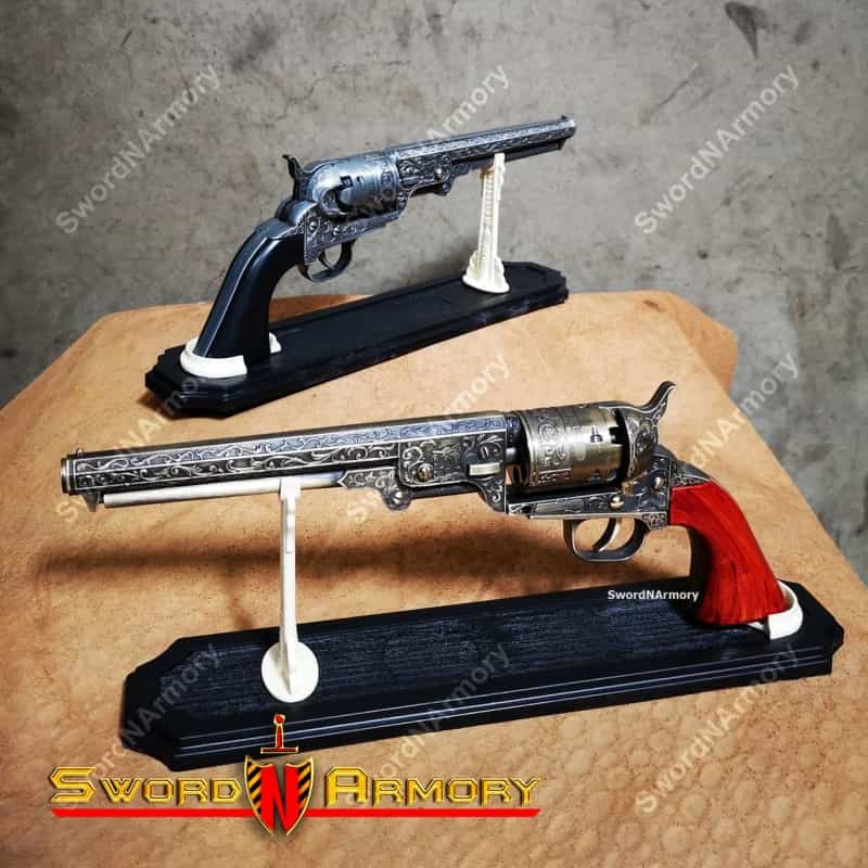 Western Cowboy Black Powder Outlaw Revolver Pistol Replica Gun W/ Stand