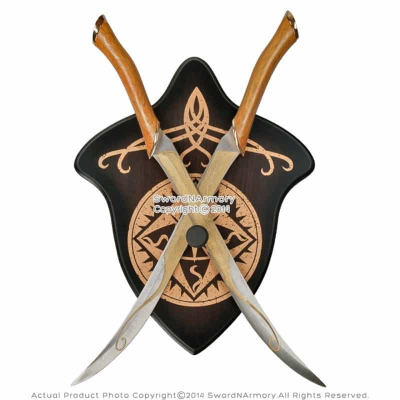 22.5" Dual Archer Legolas Fantasy Fighting Swords With Scabbard & Display Plaque