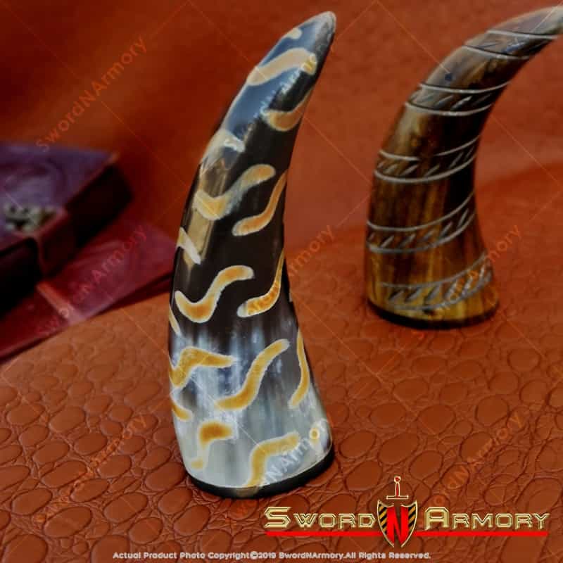 Genuine Cow Horn 6.5 Inch Long Paper Weight With Decorative Burned Pattern Gift