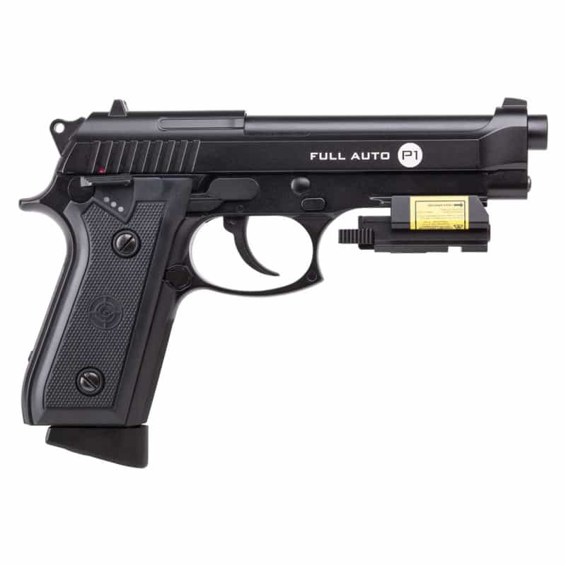Crosman Full Auto Blowback P1 Co2 Pistol With Red Laser Sight – Black (Bb)