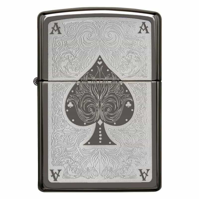 Zippo Windproof Lighter Ace Filagree, Black Ice Finish