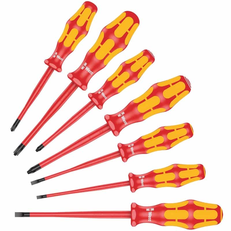 Wera Insulated Screwdriver Set With Reduced Blade Diameters And Smaller Handle Diameters (7 Piece)