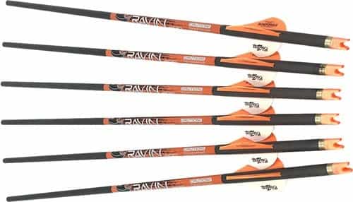 Ravin Xbow Arrow Carbon W\/2\" Offset Vanes 400Gr .003\" 6Pk*