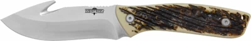 Camillus Western Crosstrail Gut Hook 4.25\" Ss Blade Antler