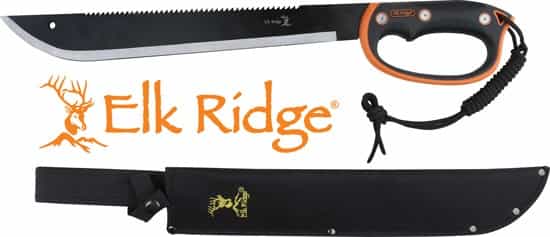 Mc Elk Ridge Machete 21.5\" Blade W\/Sheath D-Handle Blk\/Ss