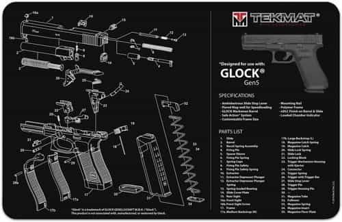 Tekmat Armorers Bench Mat 11\"X17\" For Glock G5 Black