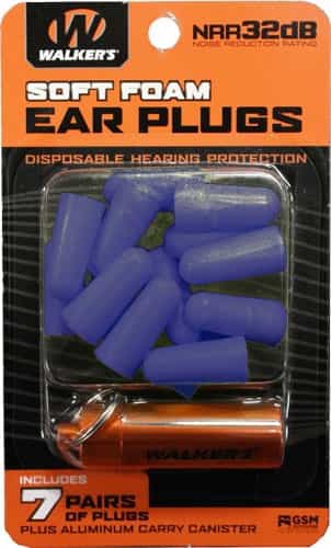 Walkers Ear Plugs Soft Foam 32Db 7-Pair Blue W\/Carry Case